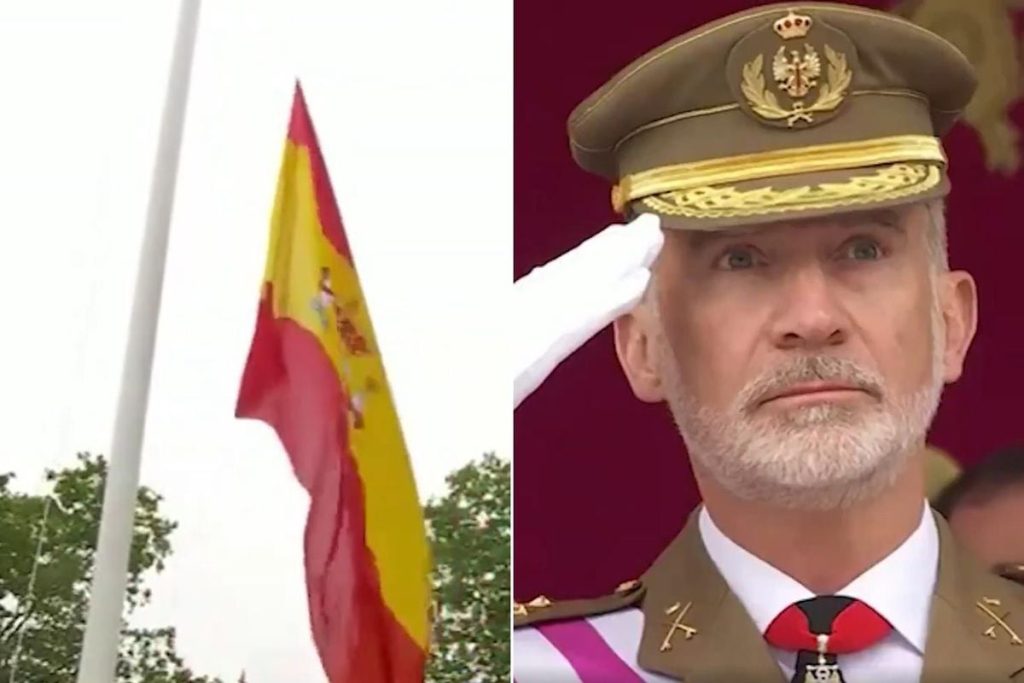 İspanya’daki Silahlı Kuvvetler Günü töreninde bayrak yere düştü, Kral şaşkın kaldı